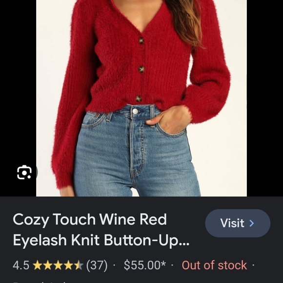 Havenshire women's red knitted button-up sweater. - Picture 6 of 8